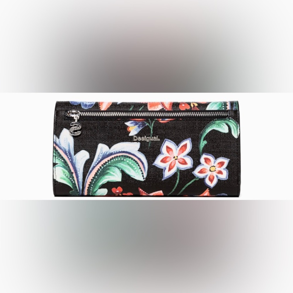 Desigual Kora Black/White Floral Reversible Wristlet Wallet